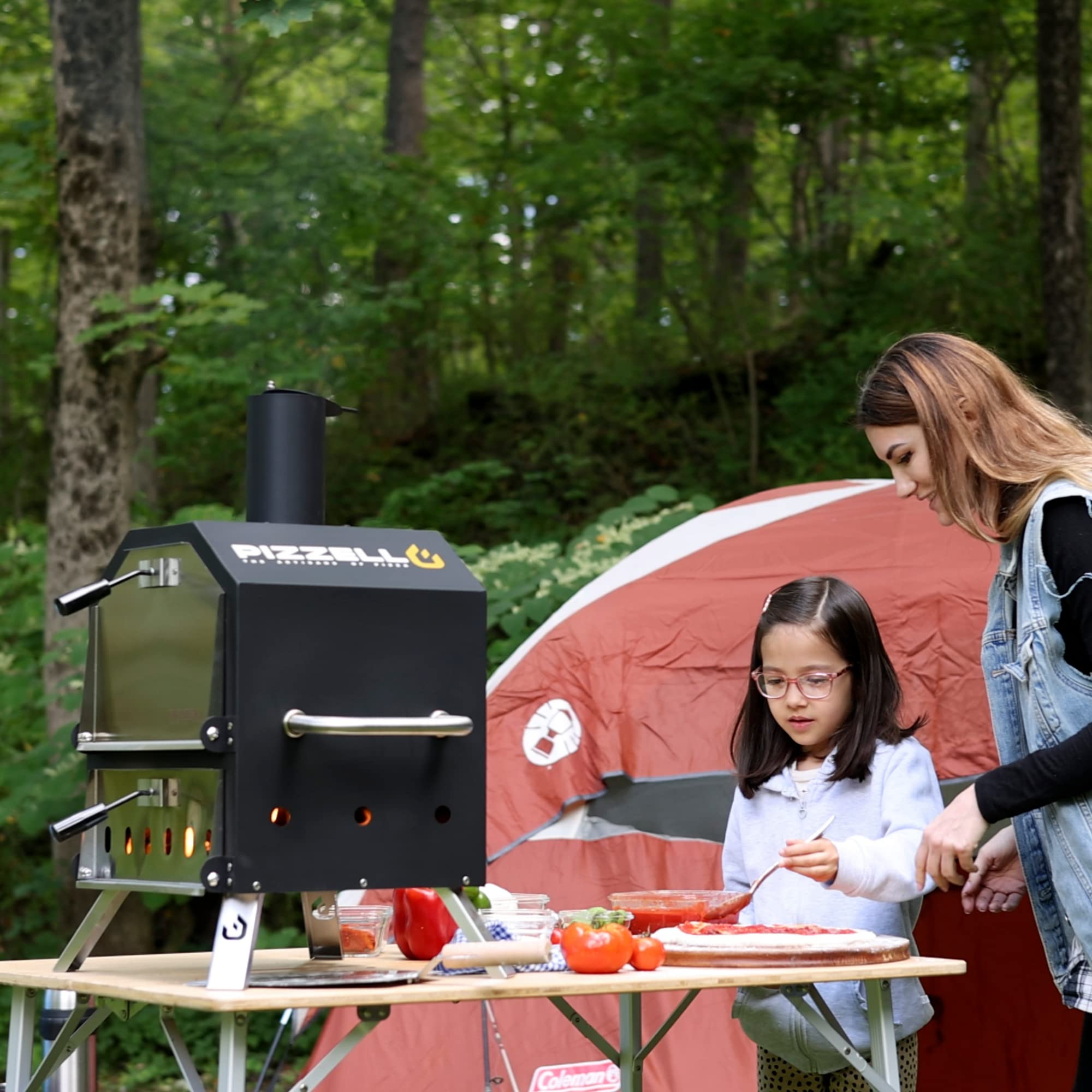 Pizzello Outdoor- Pizzaöfen Holzbefeuerter Pizzaöfen zum Backen von 2 Pizzen im Freien mit Pizzastein, Pizzaschieber, Deckel