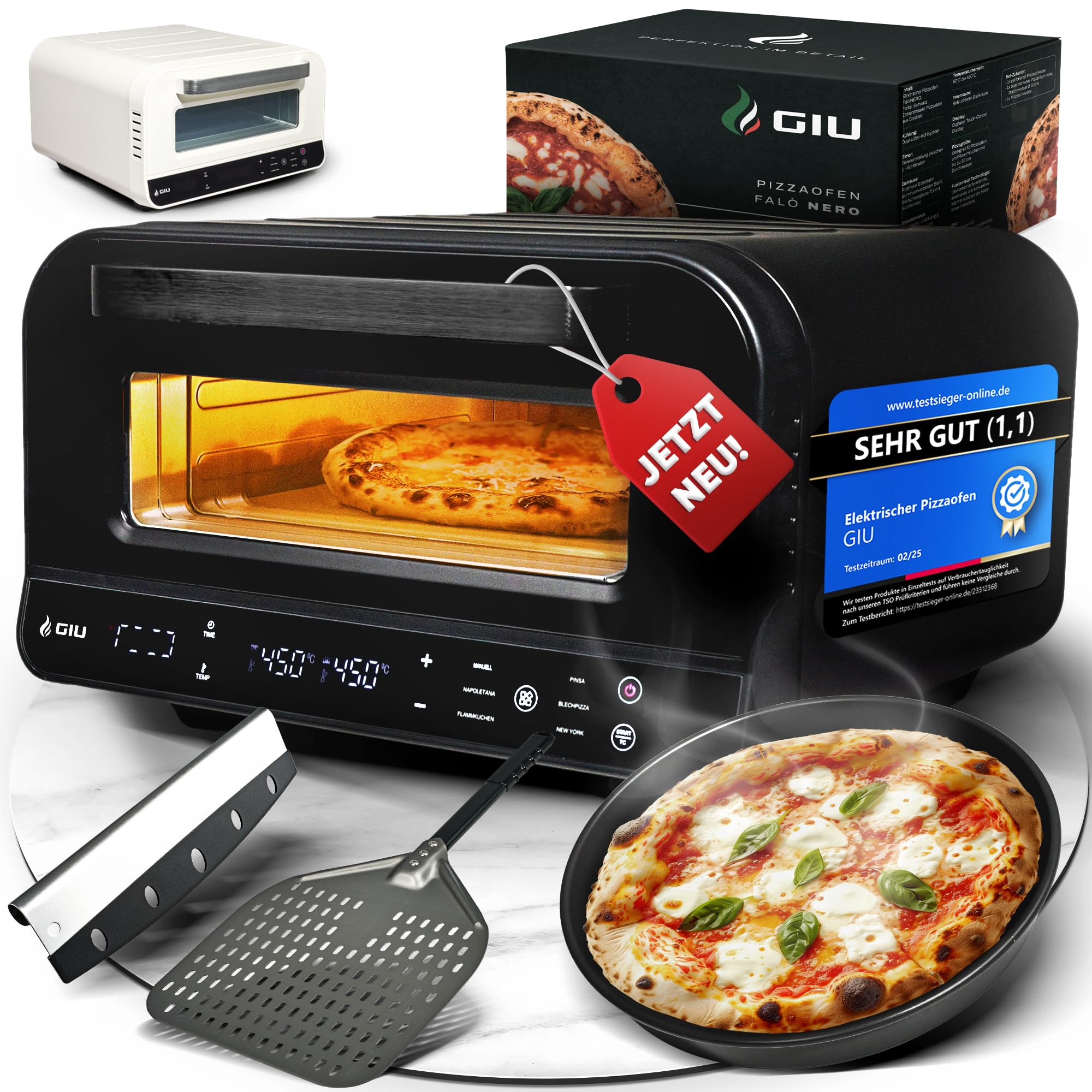 Elektrischer Pizzaofen - Starker Elektro-Ofen für neapolitanische Pizza | Backofen, Pizzaofen, elektrisch, Electric Oven | Über 400 Grad FusionHeat-Tech | Genieße Steinofen-Geschmack Zuhause | GIU
